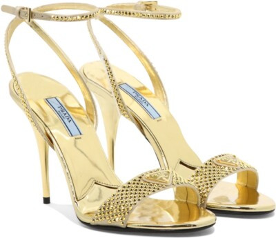 PRADA Crystal embellished satin gold sandals size 36 NEW! $1850 | eBay US