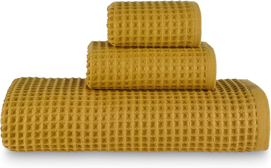 sea me at home Waffle Bath Sheet Set, 100% Turkish Cotton, Includes 1 Bath Sheet, 1 Hand Towel, 2... | Amazon (US)