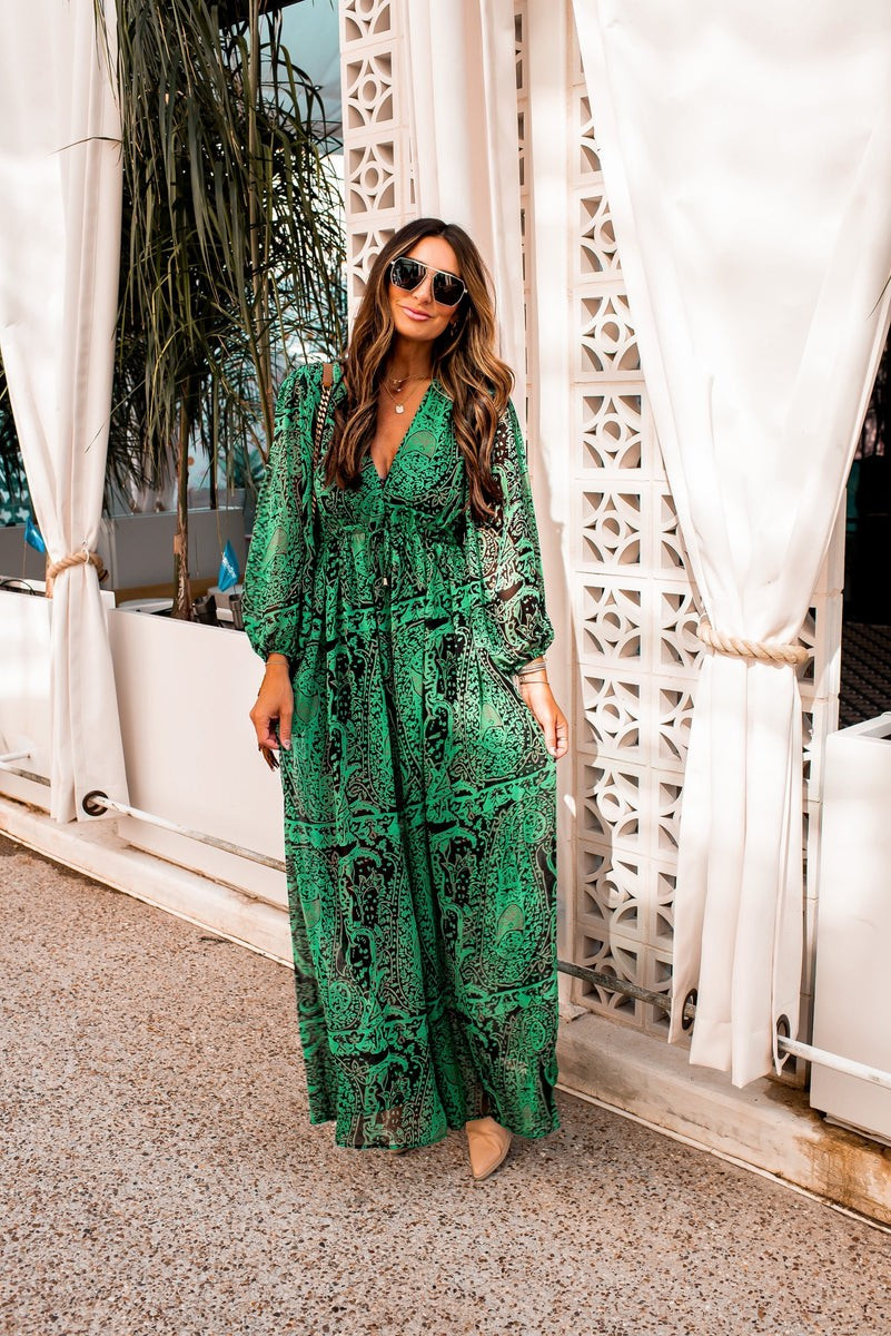 The Isla Boho Long Sleeve Maxi Dress | Apricot Lane Boutique
