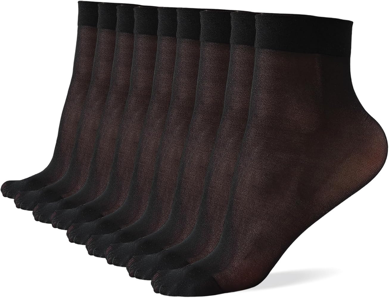 9 Pack Women's Ankle Socks, Sheer Pop Nylon Socks, Silky Breathable Hosier | Amazon (US)
