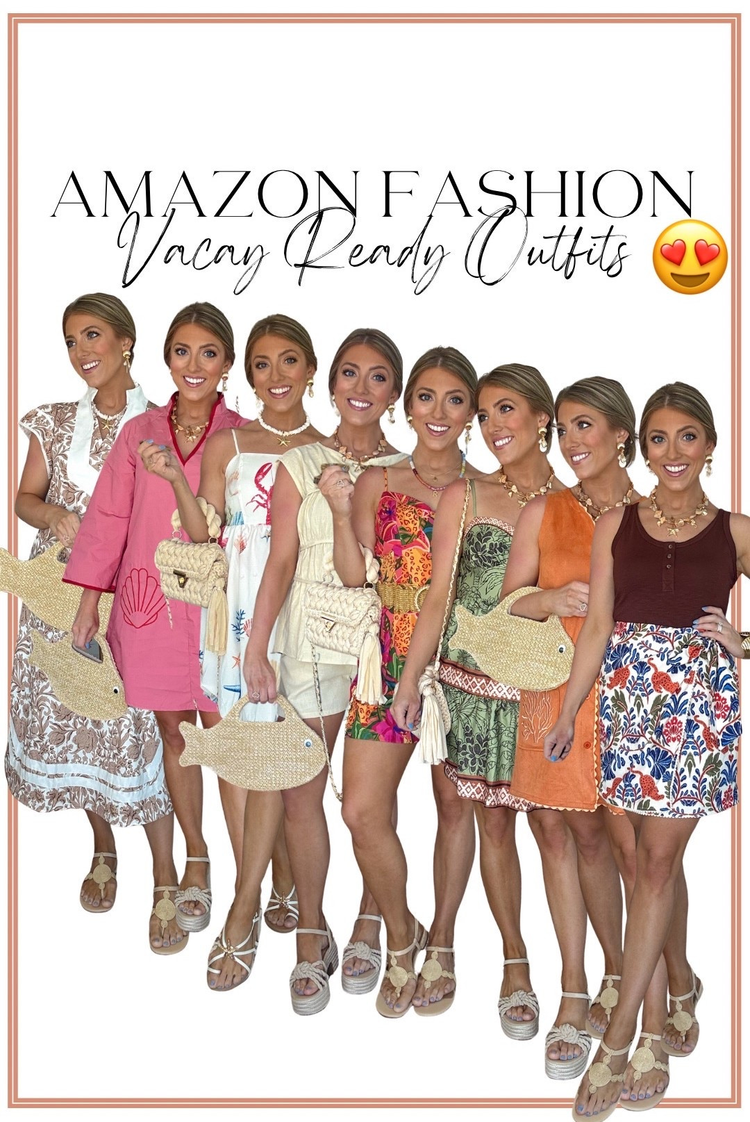 Amazon understood the assignment with these vacay ready outfits 😍☀️ From breezy summer dresses to colorful matching sets, easy rompers, and the cutest printed skirts… these are the kind of pieces that make packing for vacation SO much easier ✈️🌴

Everything is lightweight, comfy, flattering, and gives that effortless coastal vacation vibe without the high-end price tag 👏 Perfect for beach trips, cruises, resort dinners, summer vacations, brunch, shopping days, or just feeling cute all summer long 🤍

I’m especially obsessed with all the bright colors, tropical prints, seashell details, and easy throw-on-and-go styles. So many of these look designer inspired but are Amazon finds 🙌 And the accessories totally complete the look 🐚✨

Which outfit is your favorite?! 😍

#amazonfashion #amazonfinds #amazonstyle #vacayoutfits #vacationoutfits #summeroutfits #beachvacationoutfits #resortwear #matchingsets #summerdress #amazonfashionfinds #beachstyle #tropicaloutfits #coastalstyle #romperstyle #summerstyle #affordablefashion #amazonoutfits #vacaystyle #resortstyle #amazonfavorites #beachyoutfits #summerfashion #traveloutfits #ootd #fashionfinds

#LTKootd #LTKPetite #LTKTravel