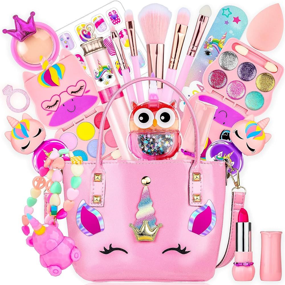 Easter Birthday Gifts for Girls Owl Makeup Kit for Kids, Washable Cosmetic Set as Princess Birthd... | Amazon (US)