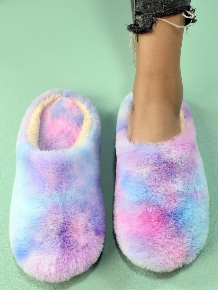 Tie Dye Fluffy Bedroom Slippers | SHEIN