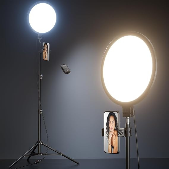 10.2" Ring Light with 69" Tripod Stand and Phone Holder Kit, Full-Screen Zoom Light for Video Rec... | Amazon (US)