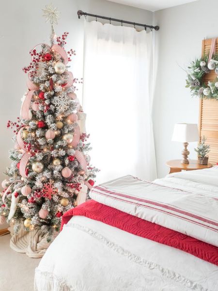 Red and white Christmas bedroom 

#LTKSeasonal #LTKHoliday #LTKhome