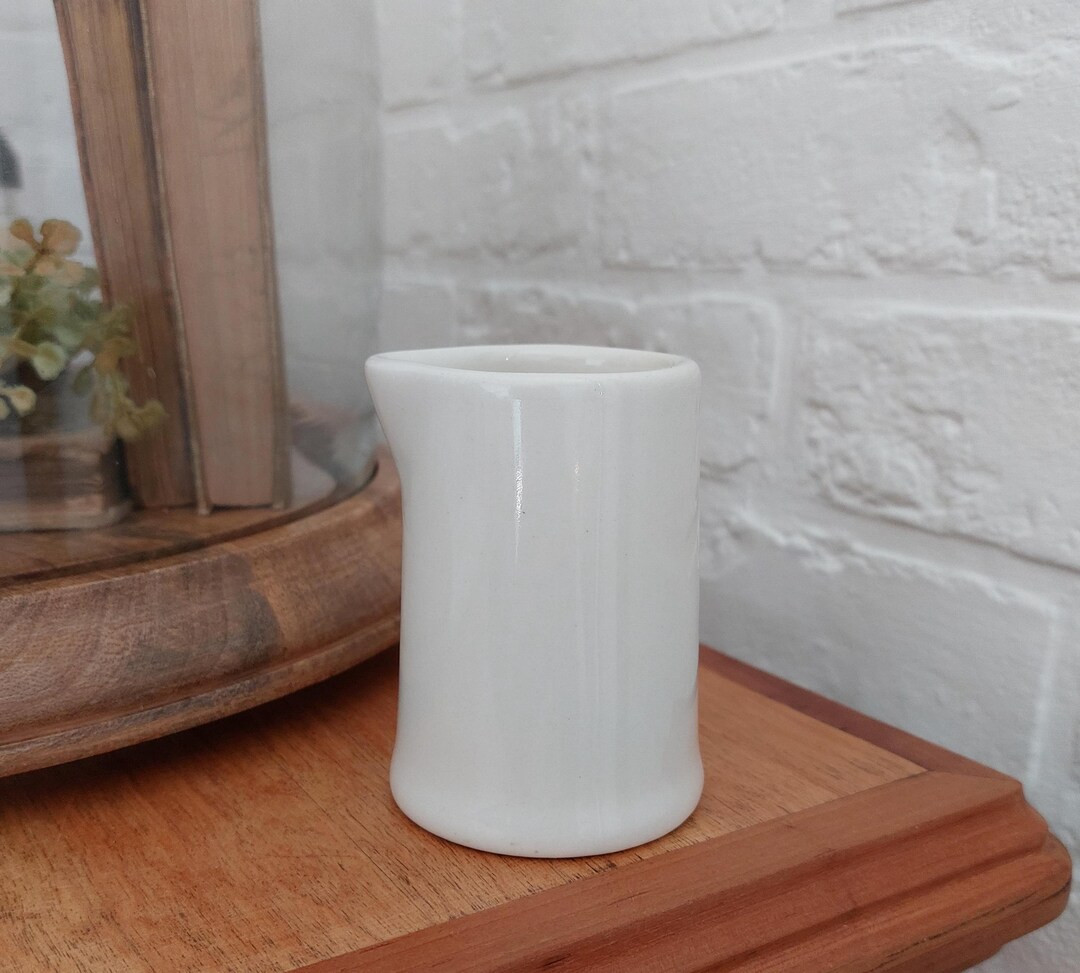 Vintage Buffalo White Restaurant Ware Small Creamer Stout No Handle Stoneware Creamer Farmhouse D... | Etsy (US)