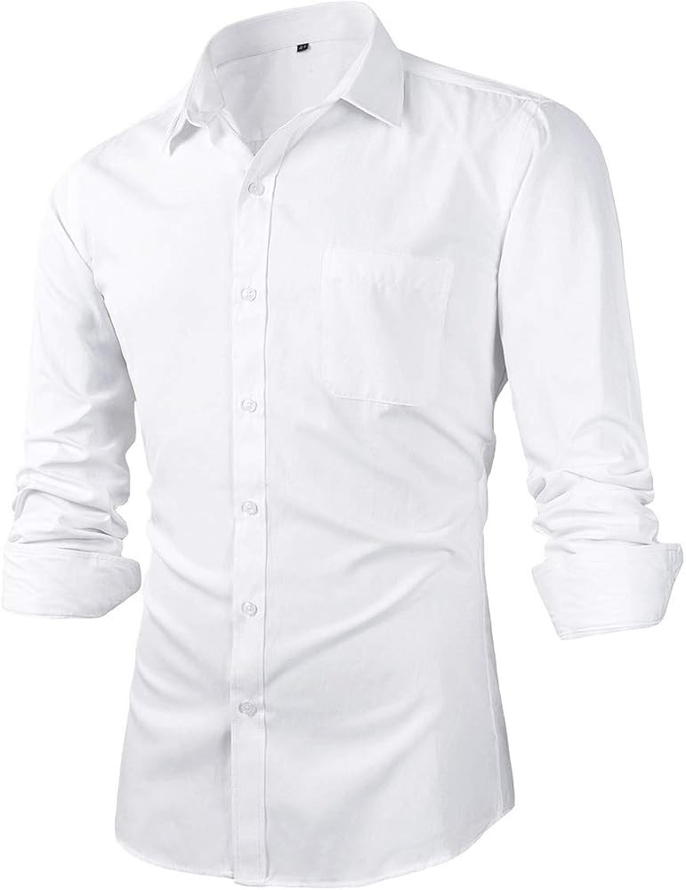 Beninos Mens Slim Fit Solid Point Collar Button Down Dress Shirt | Amazon (US)