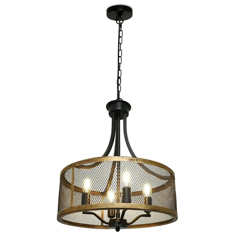 DingLiLighting 4-Light Industrial Pendant Light, Drum Hanging Light Fixture Adjustable with Antiq... | Walmart (US)