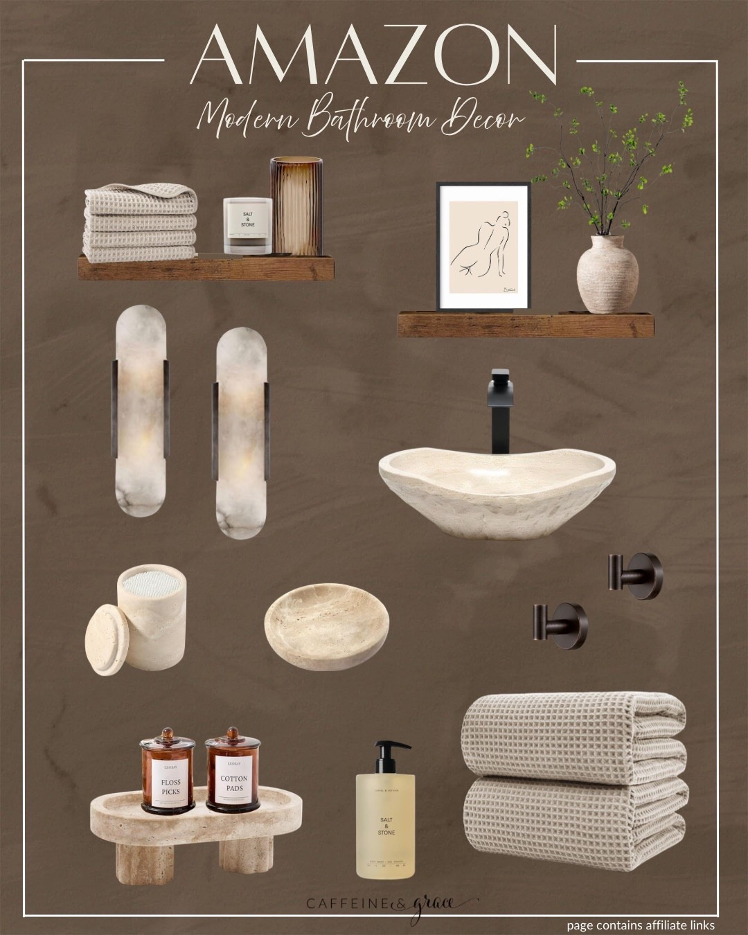 Amazon Modern Powder Room Decor 🤎✨
Loving all the moody modern details right now—rich tones, textured walls, warm lighting, and organic elements that make a small space feel so elevated. These are the pieces I’d choose to create a powder room that feels cozy, dramatic, and beautifully curated.
It’s all about layering textures, keeping the palette warm and neutral, and adding a few statement pieces that make the space feel intentional. Small room, big impact. #amazon #amazonhome #powderroom 

#LTKHome