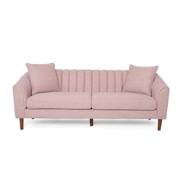 Noble House Orly Contemporary 3 Seater Fabric Sofa, Light Blush | Walmart (US)