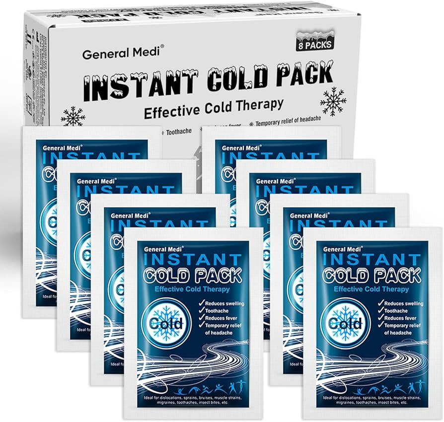 General Medi Instant Ice Cold Pack (4”x 5.5”) – 8 Packs Disposable Cold Therapy Ice Packs f... | Amazon (US)