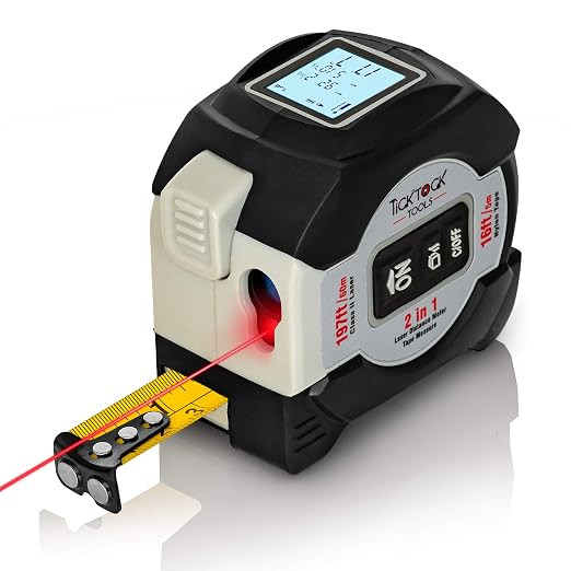 Amazon.com: Laser Tape Measure by TickTock Tools, 2-in-1, Laser 197Ft/60M, Retractable Tape 16Ft/... | Amazon (US)