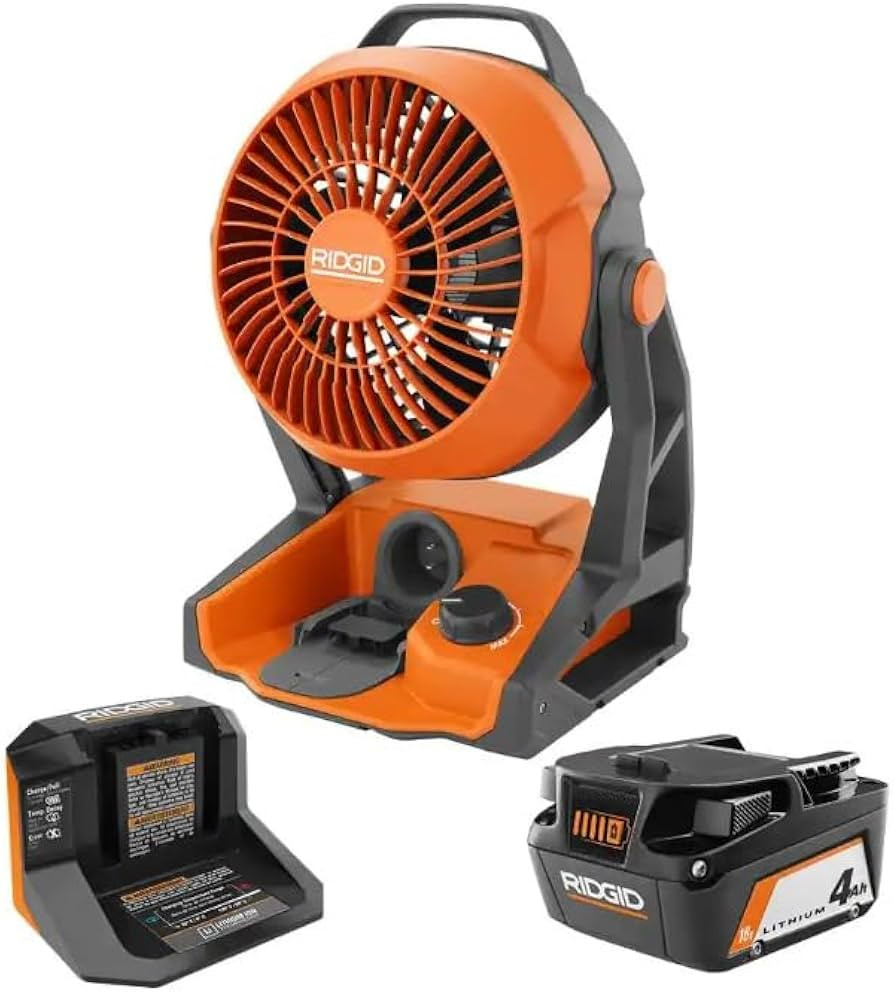 RIDGID 18V Cordless Jobsite Fan Kit with Battery and Charger (Bulk Packaged), Orange | Amazon (US)