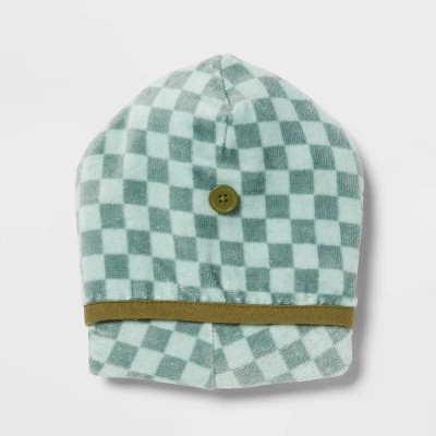 Kids' Hair Towel Green Checkered - Pillowfort™: Extra Lightweight Cotton Terry, Machine Washabl... | Target