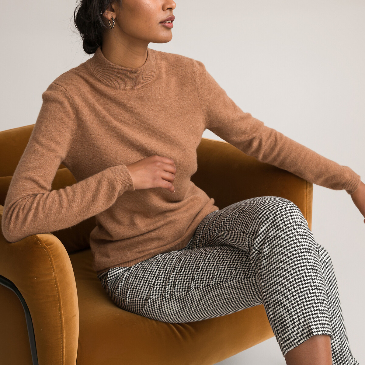 Cashmere Fine Knit Jumper with High Neck | La Redoute (UK)