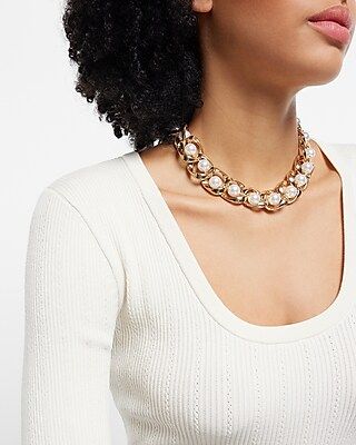 Pearl Infused Linked Chain Necklace | Express