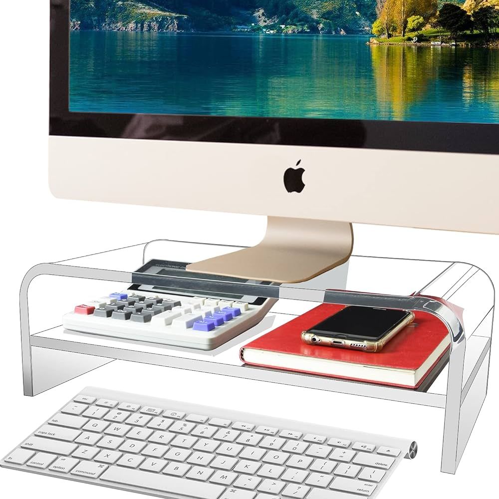 Acrylic Monitor Stand 2 Tier, TINOMAR Computer Monitor Stand Riser for iMac, PC, Desktop, Laptop,... | Amazon (US)