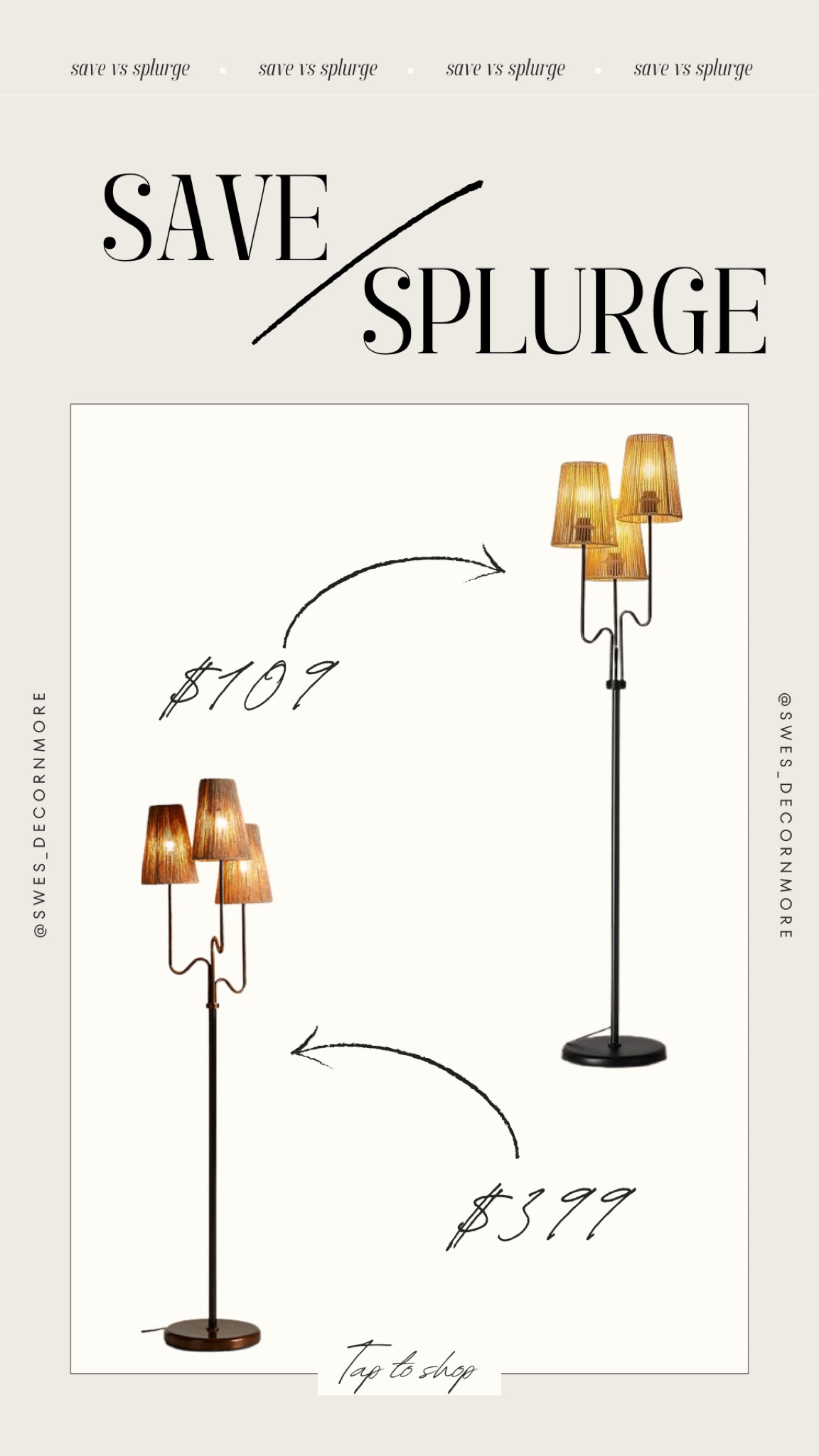 Save or Splurge: Home Decor Edition! Crate & Barrel’s 3-light floor lamp vs. Amazon's affordable $109 dupe. Both are perfect statement pieces for your fall decor.

#LTKStyleTip #LTKHome #LTKSeasonal