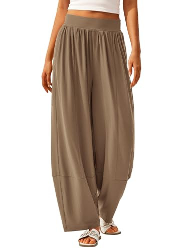 MASCOMODA Women Casual Wide Leg Palazzo Lounge Pants Comfy Soft Loose Flowy Yoga Pants Smocked Hi... | Amazon (US)