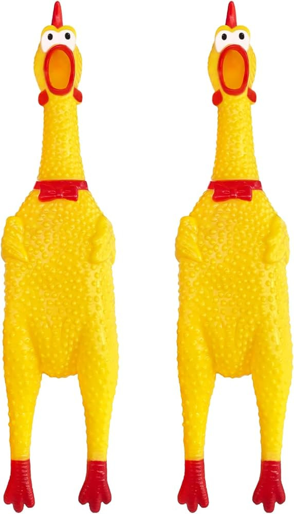 2 Pcs Large Rubber Chicken,Screaming Chicken Dog Toys,Yellow Rubber Squawking Chicken,Squeaky Chi... | Amazon (US)