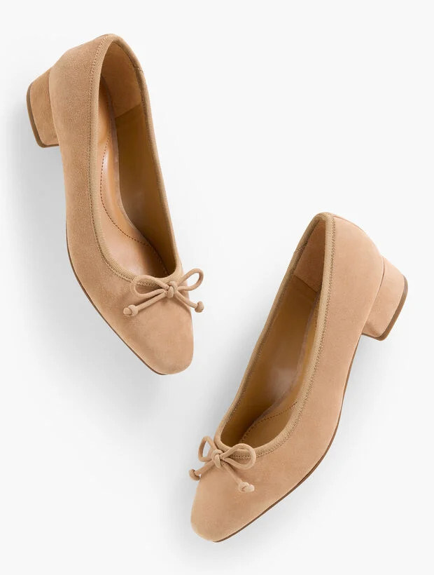 Vanessa Suede Block Heel Pumps | Talbots