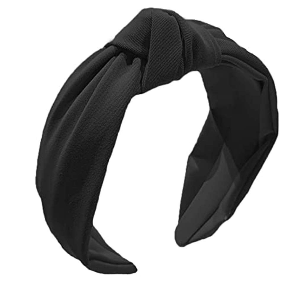 Headband for Women, Knotted Wide Headband, Yoga Hair Band Fashion Elastic Hair Accessories for Women (Black) | Amazon (US)