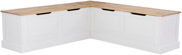 Pemberly Row Backless Wood Two Tone Breakfast Nook in Natural and White | Amazon (US)
