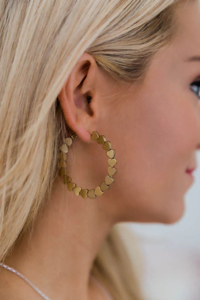 Adore Your Heart Gold Hoop Earrings | The Pink Lily Boutique