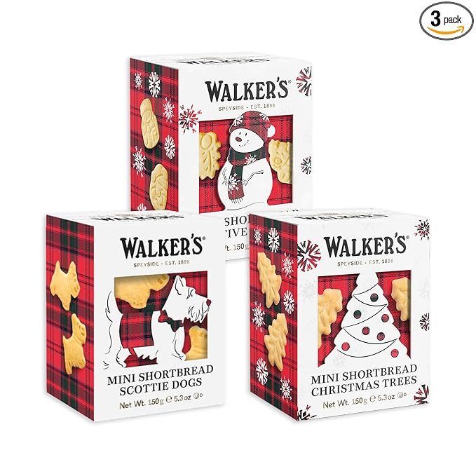 Walker’s Shortbread Variety Pack, 15.9 oz, 3 Boxes, Includes Scottie Dog, Snowman & Tree Shaped... | Amazon (US)
