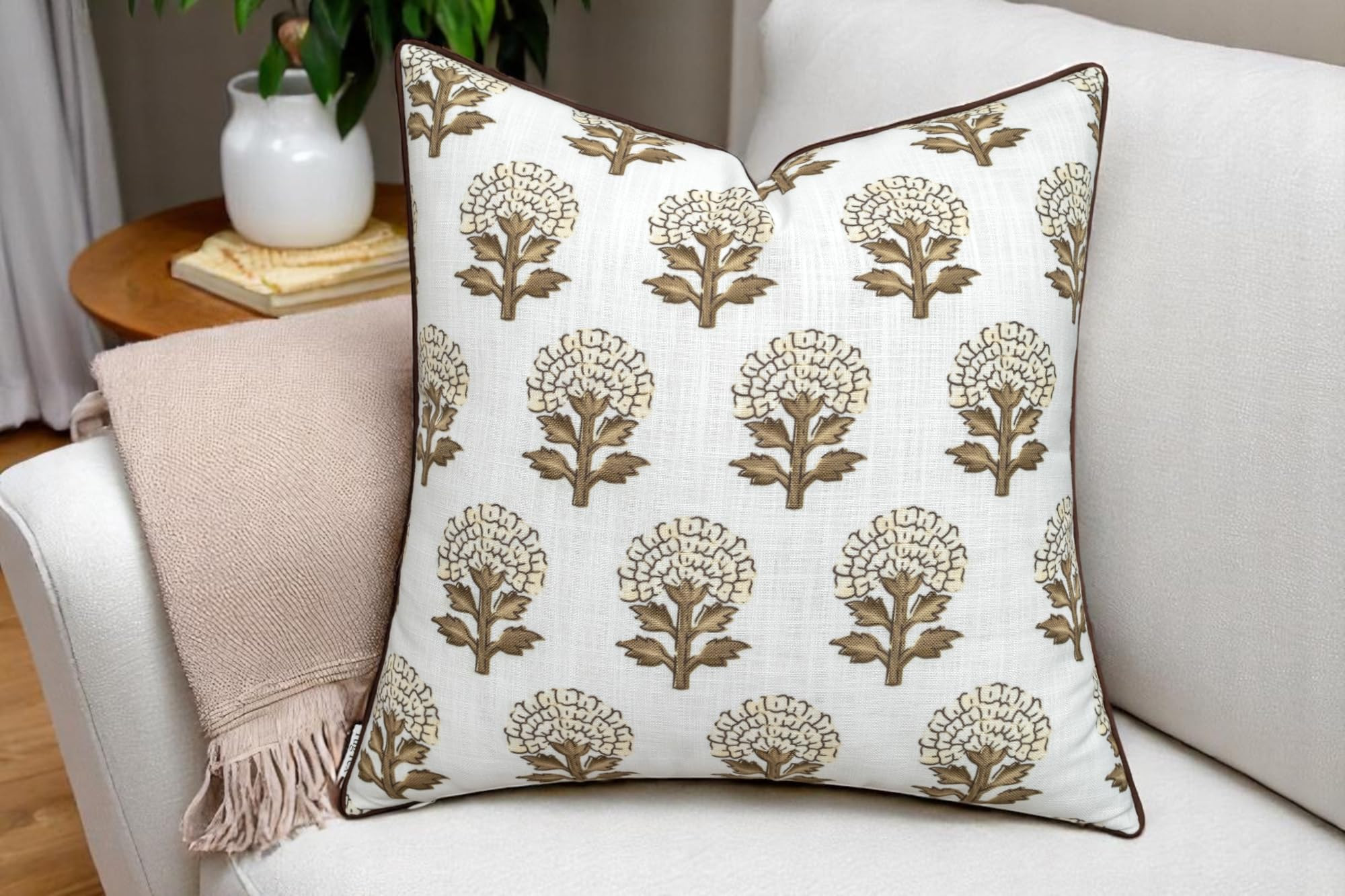 Babur Floral Printed Decorative Square Accent Throw Pillow Cover - Decor for Living Room, Sofa, C... | Amazon (US)