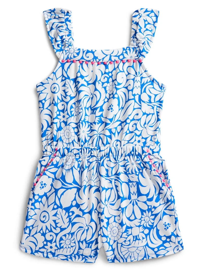 Wonder Nation Toddler Girls Ruffle-Strap Romper, Sizes 12M–5T | Walmart (US)