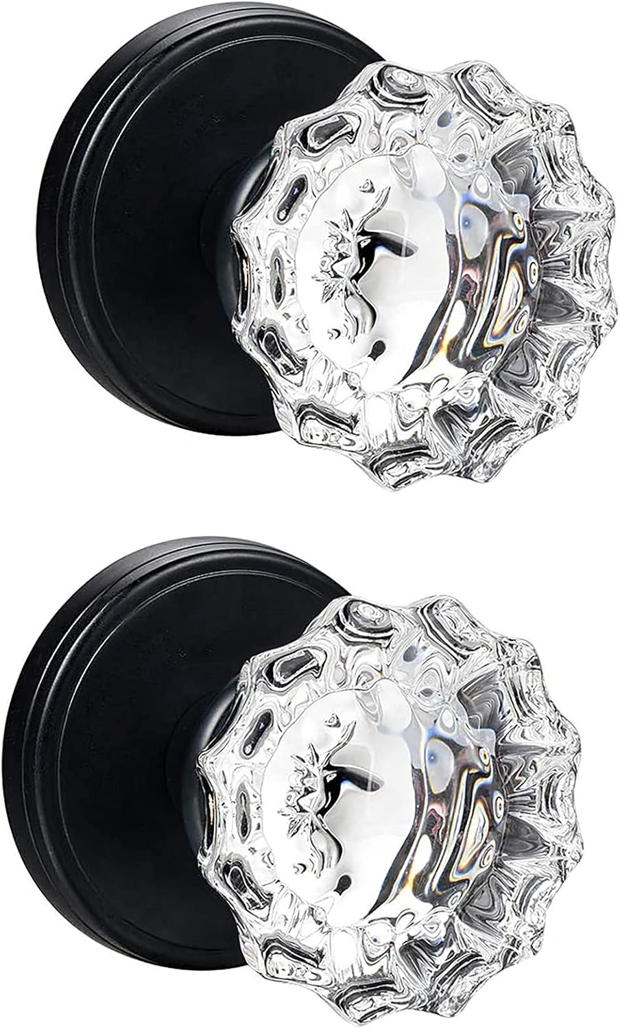 SHINY HANDLES Glass Dummy Door Knobs Interior,Matte Black Vintage Crystal Dummy Door Knobs for Ha... | Amazon (US)
