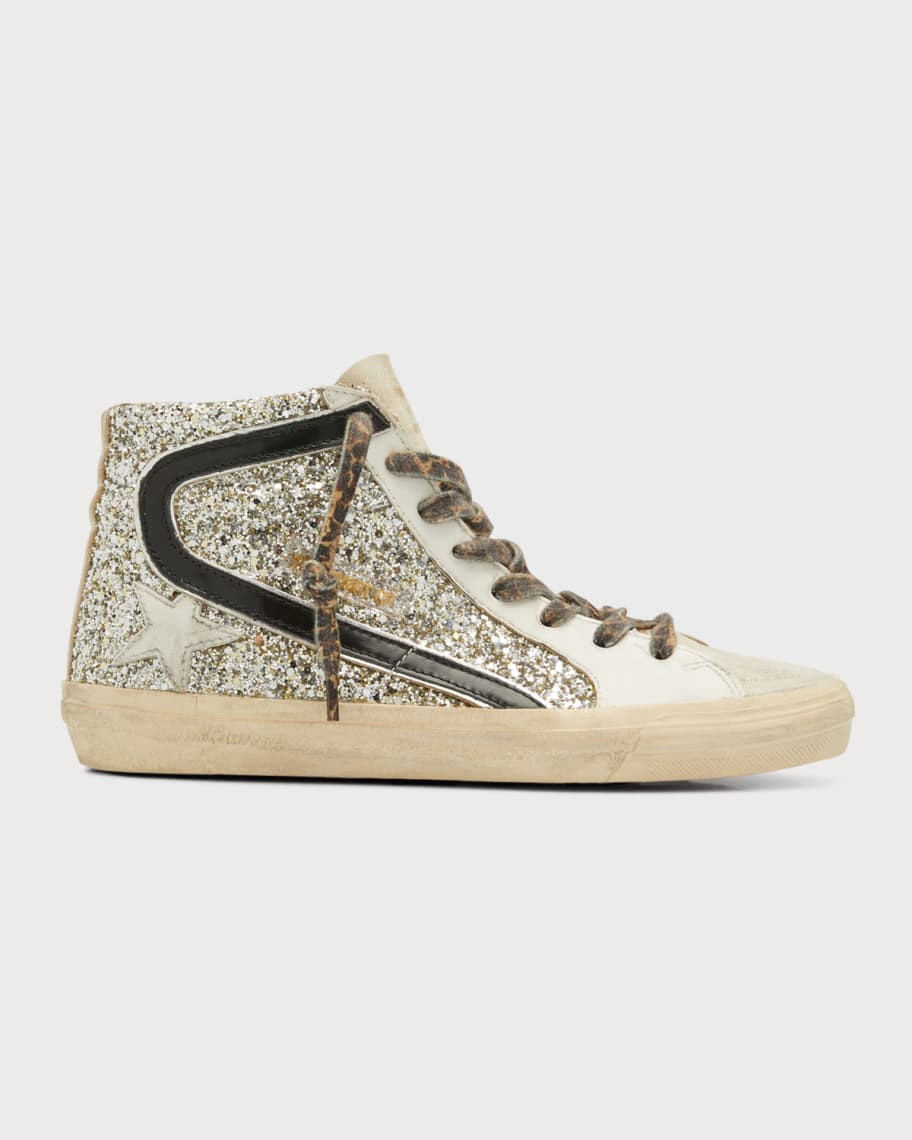 Golden Goose Slide Glitter High-Top Sneakers | Neiman Marcus