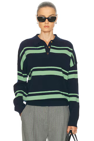 Cashmere Striped Polo Top | FWRD 