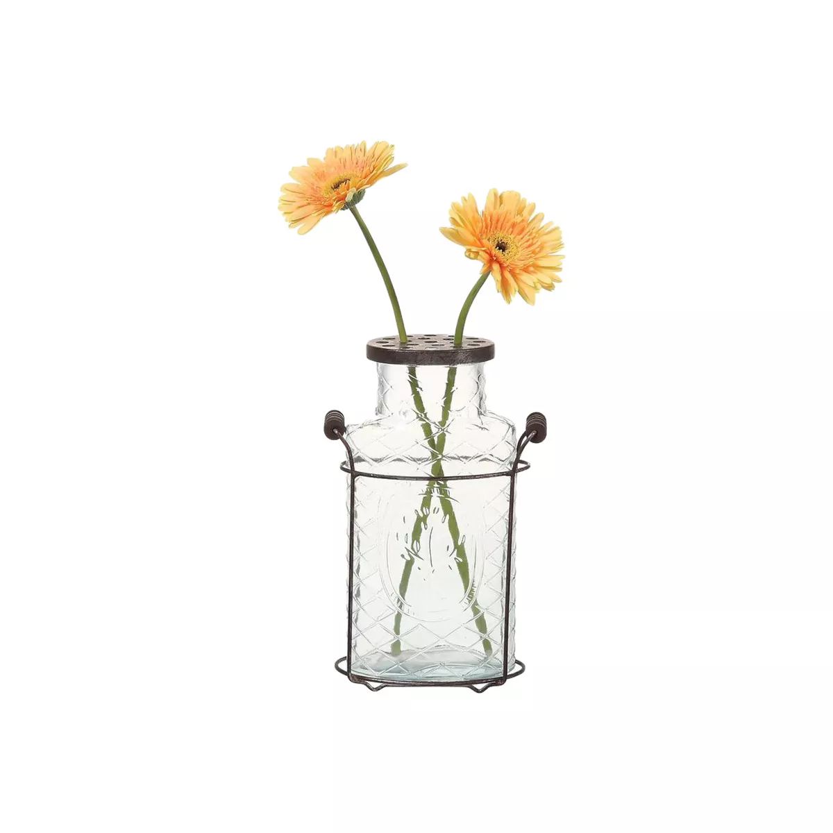 Glass Vase with Metal Flower Lid 10.5" - Storied Home | Target