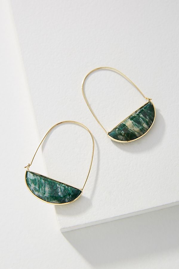 Large Stone Crescent Hoop Earrings | Anthropologie (US)