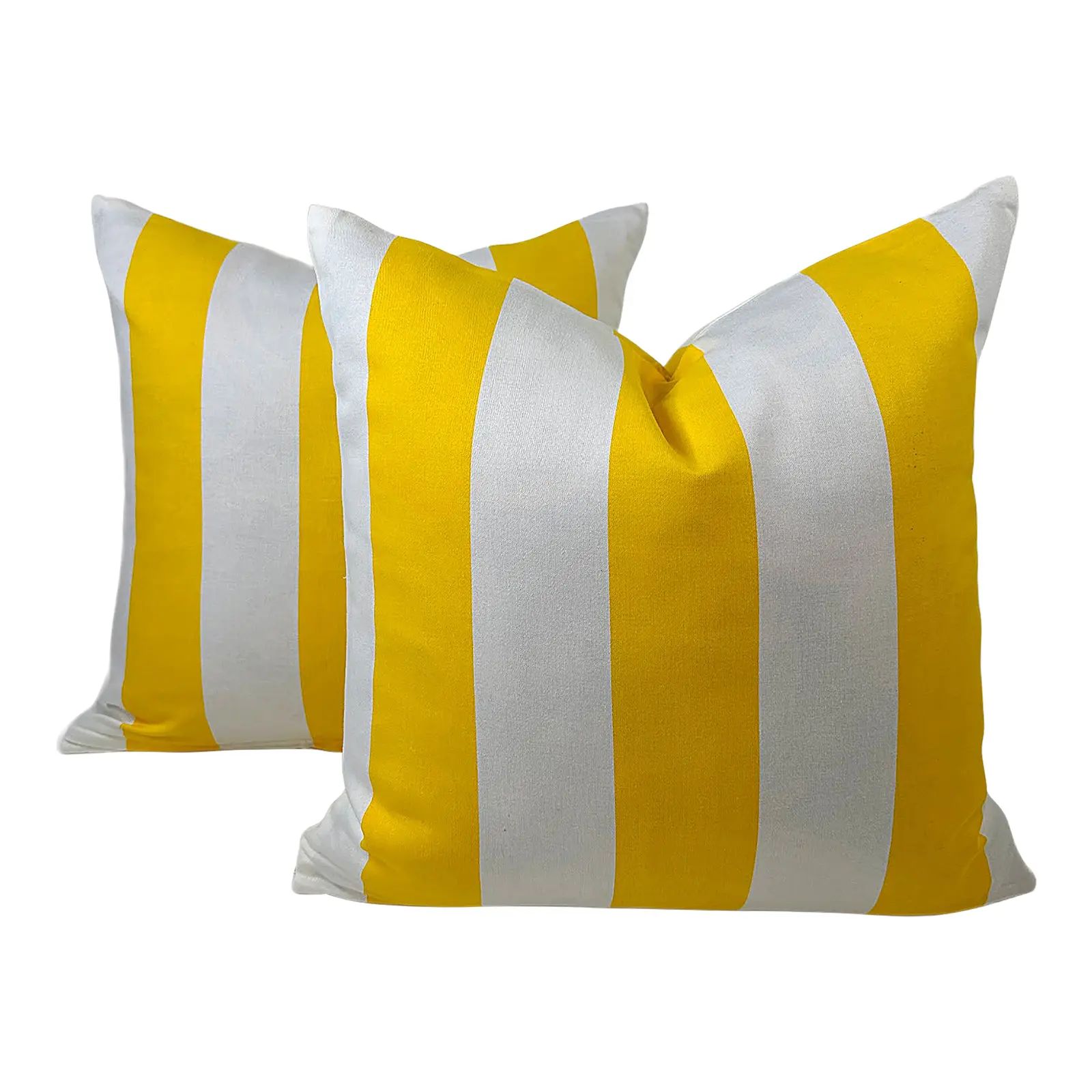 Carlton Varney Yellow & White Cabana Stripe Pillow Covers - a Pair | Chairish