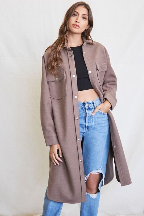 Dolphin-Hem Longline Shacket | Forever 21 (US)