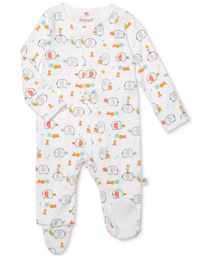 Baby Magnetic Printed Cotton Footed Coverall | Macy's