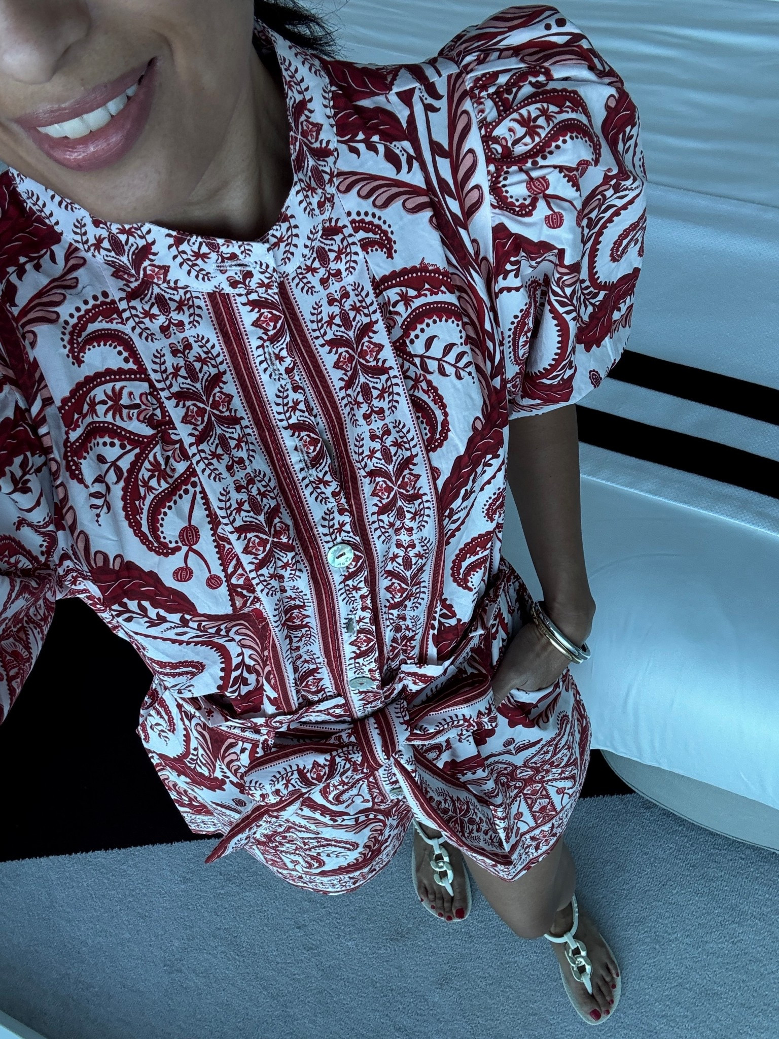 Dinner outfit. Vacation outfit. Cruise outfit. Resort wear. Resort outfit  
Romper- I sized up. Gorgeous print, good quality and material. 
T-strap sandals  


#LTKOver40 #LTKTravel #LTKStyleTip