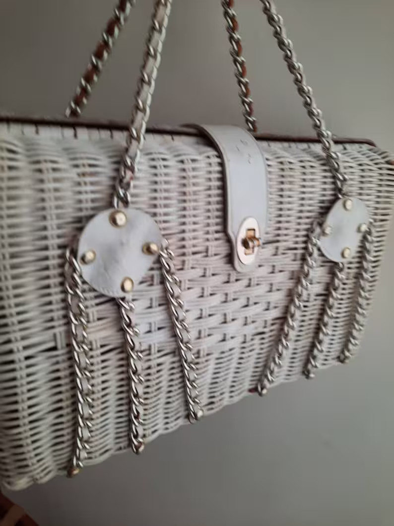 Vintage Wicker Handbag With an Edge - Etsy | Etsy (US)