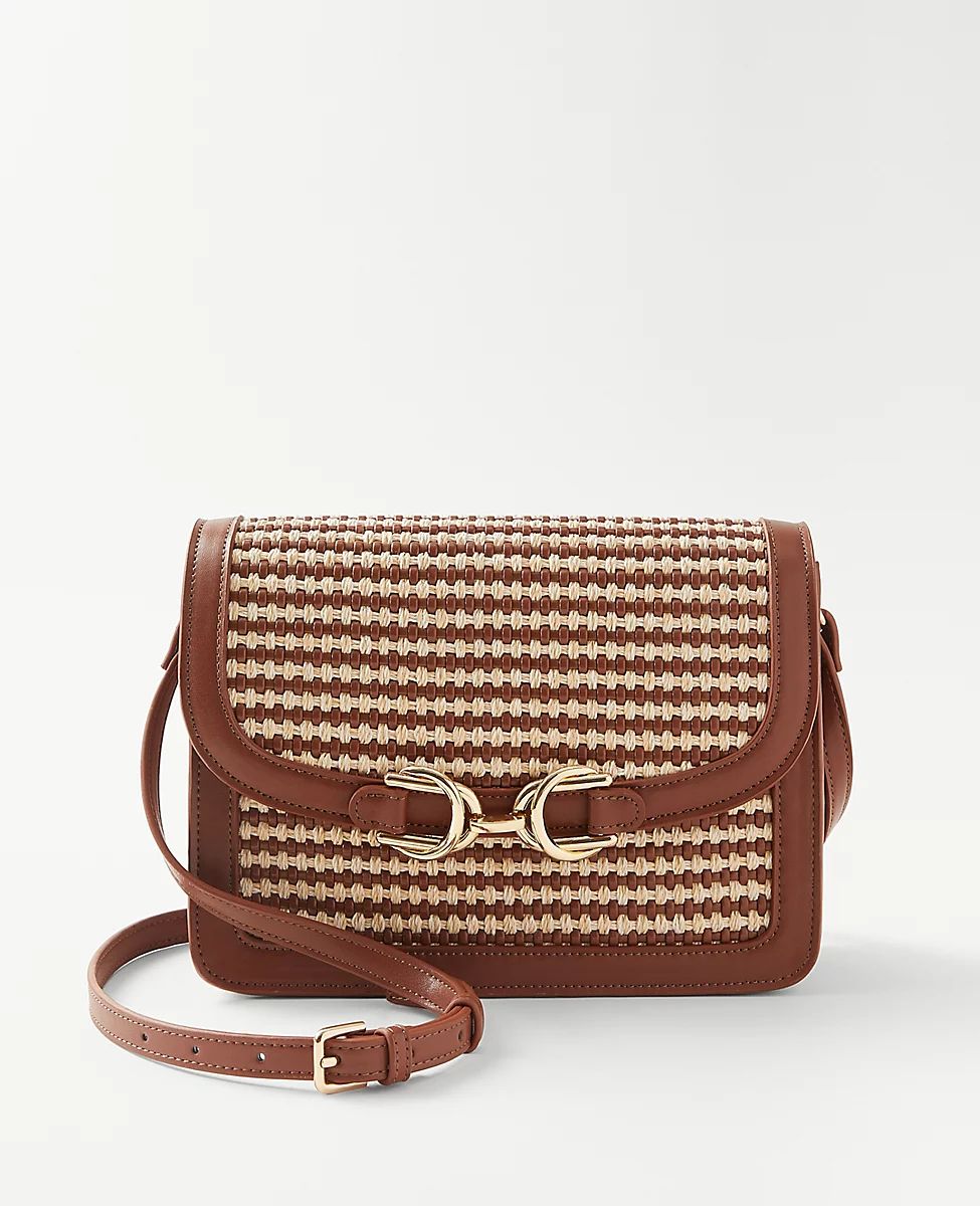 AT Weekend Chain Woven Leather Crossbody Bag | Ann Taylor (US)