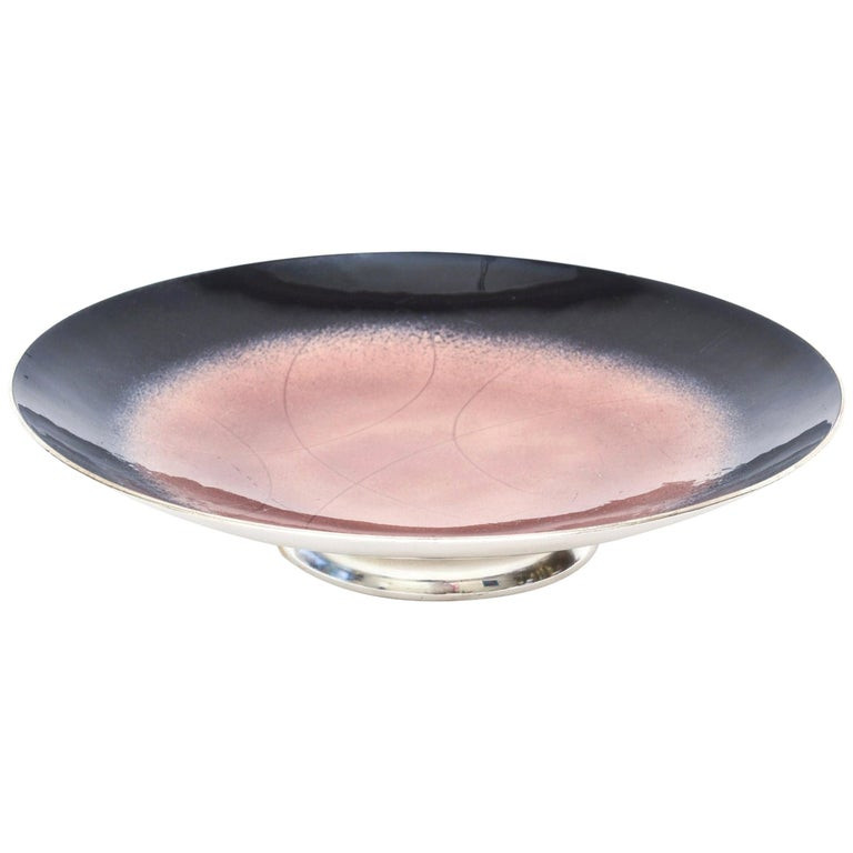 Enamel Sterling Silver and Silver Plate Vintage Bowl | 1stDibs