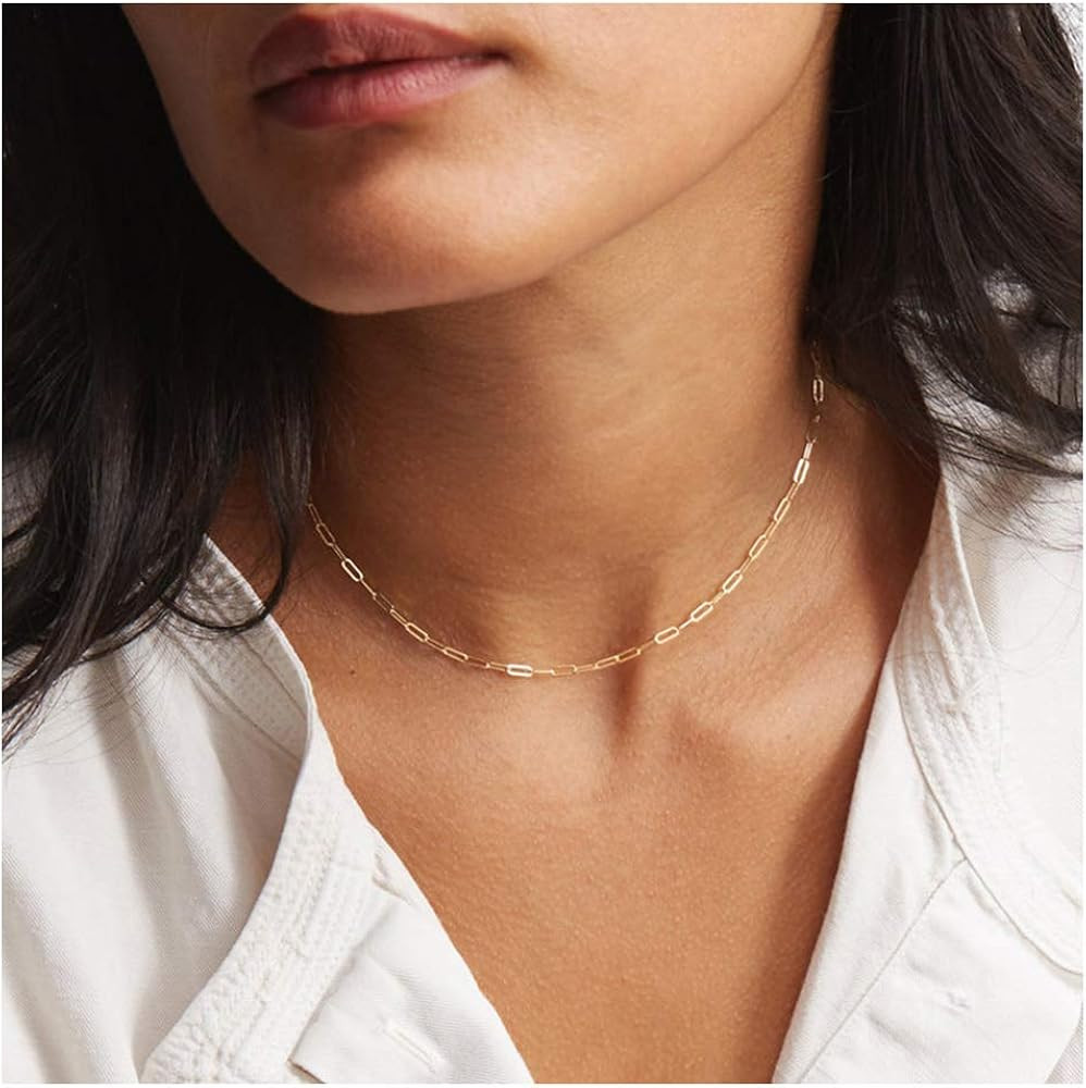 Lcherry Dainty Choker Necklace for Women 14K Gold Plated Choker Necklace Gifts for Her | Amazon (US)