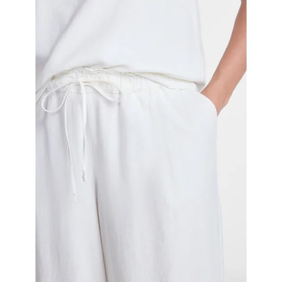 Time and Tru Women's Wide Leg Linen Blend Pants, Sizes XS-4X | Walmart (US)