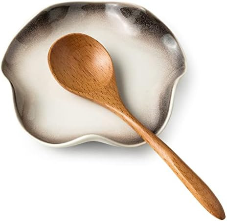 Ceramic Spoon Holder for Stove Top, Cute Coffee Spoon Rest with Ruffled Edge for Coffee Bar, Cook... | Amazon (US)