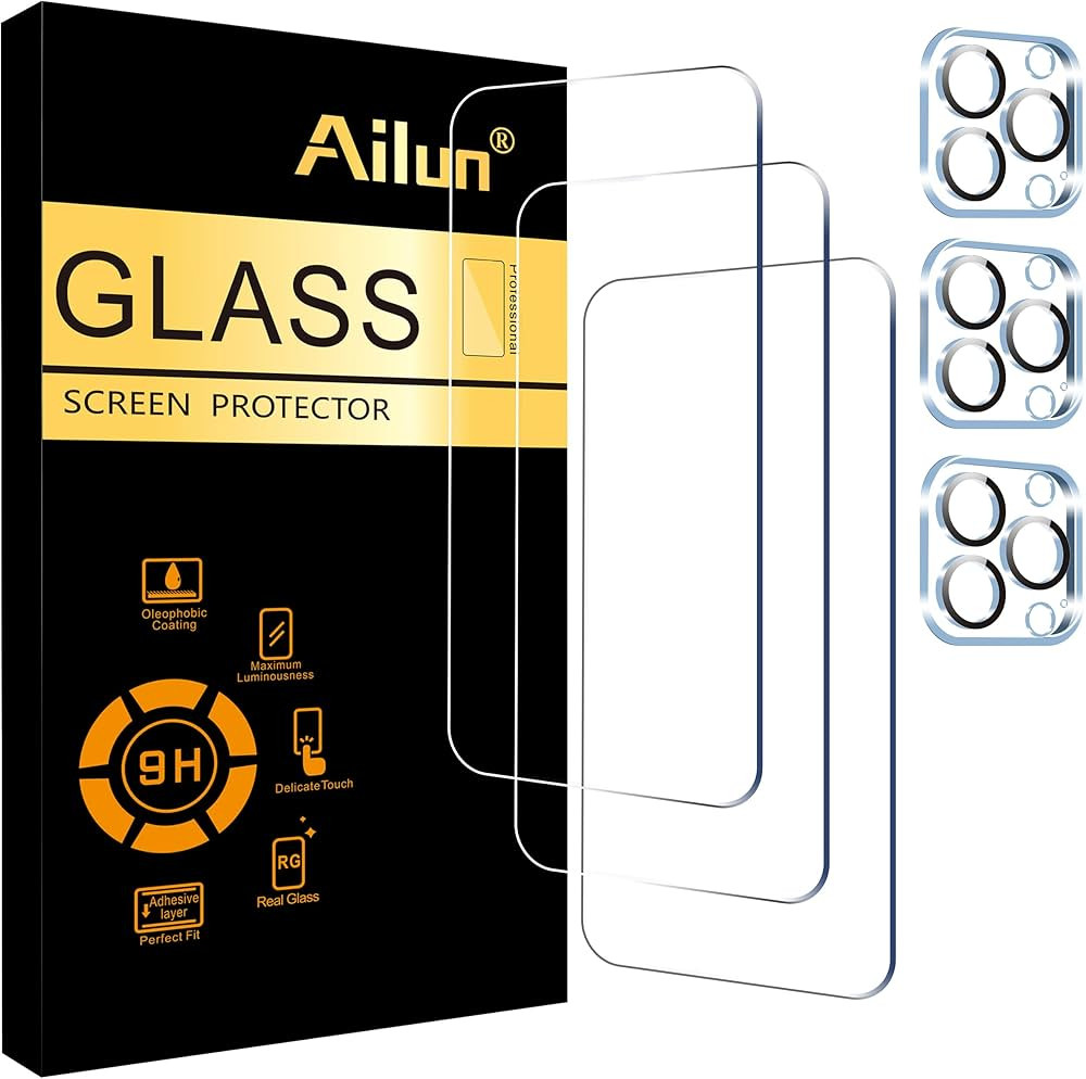 Ailun 3 Pack Screen Protector for iPhone 15 Pro Max [6.7 inch] + 3 Pack Camera Lens Protector,Sen... | Amazon (US)