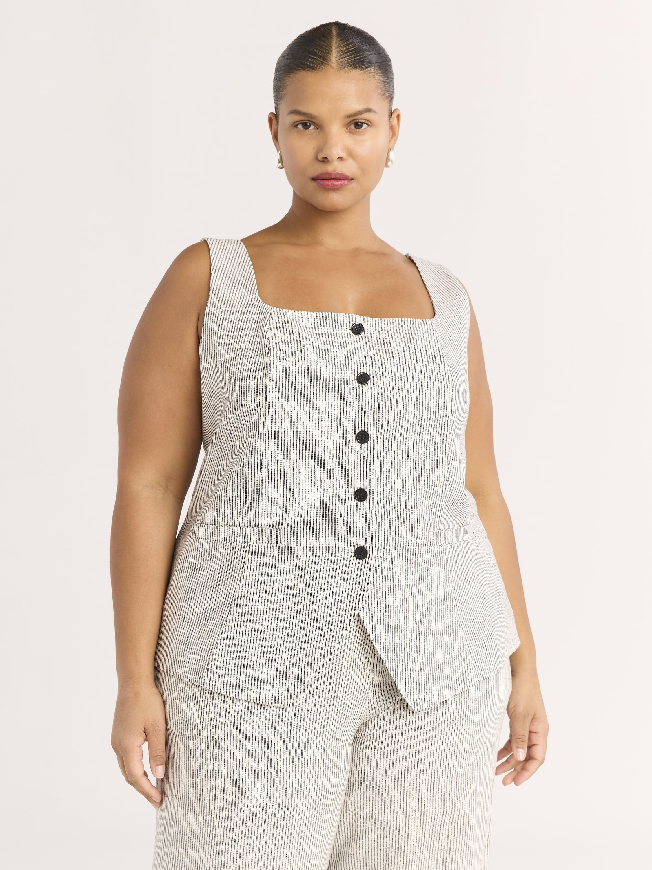 Scoop Women's and Women's Plus Linen Blend Longline Vest, Sizes XS-4X | Walmart (US)