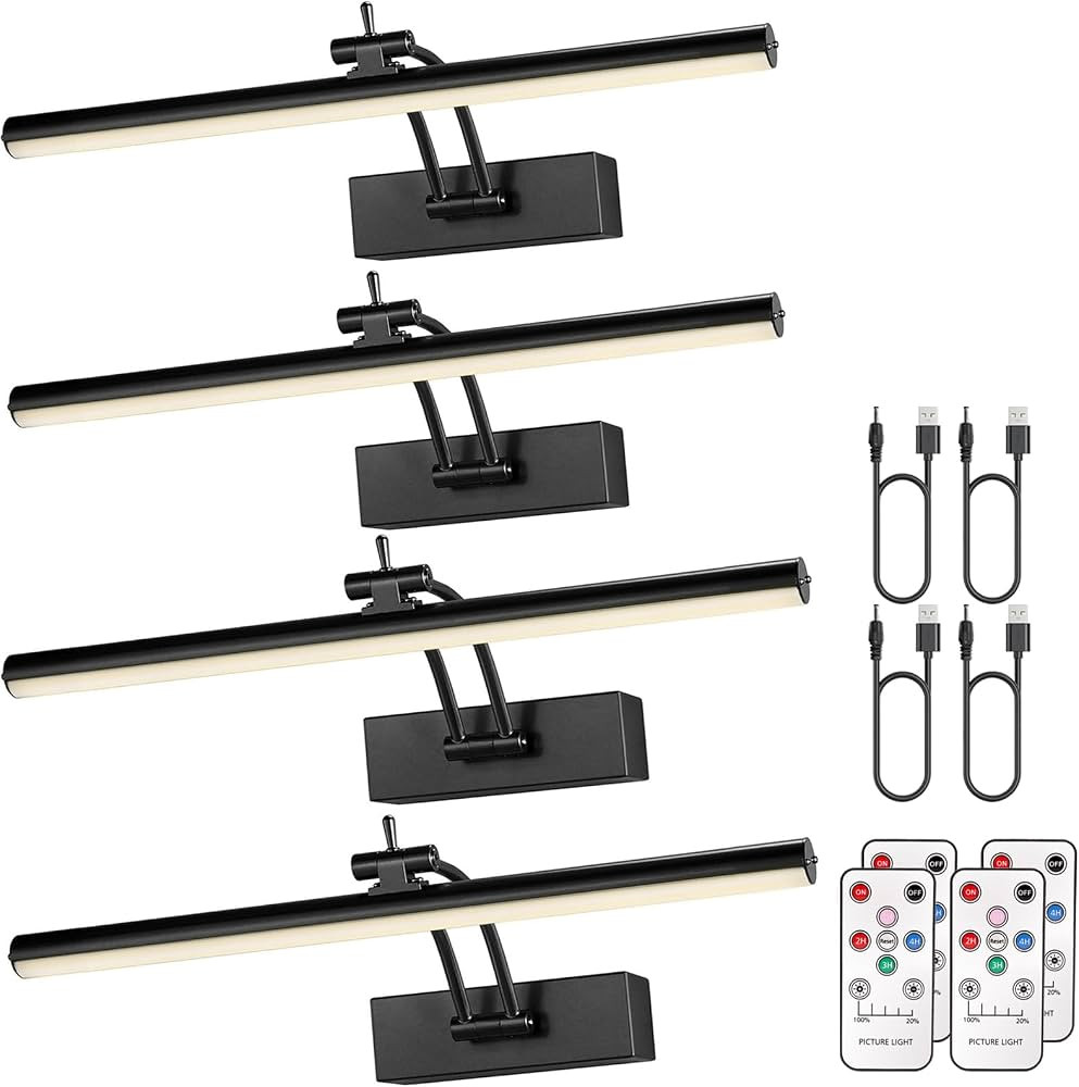 4 Pack Picture Light Battery Operated for Wall, 12" Wireless Display Art Lighting for Painting wi... | Amazon (US)