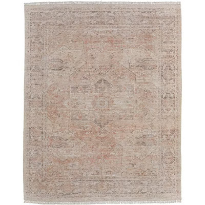 HomeRoots 9' X 12' Tan Orange and Ivory Oriental Hand Woven Distressed Area Rug With Fringe | Target
